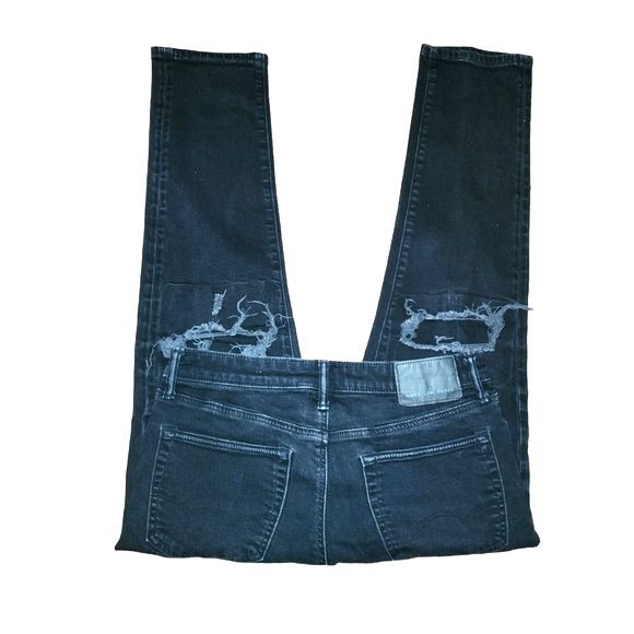 American Eagle Men Black Cozy Airflex+ Athletic Fit Distressed Jeans Size 31X30* - Picture 3 of 8